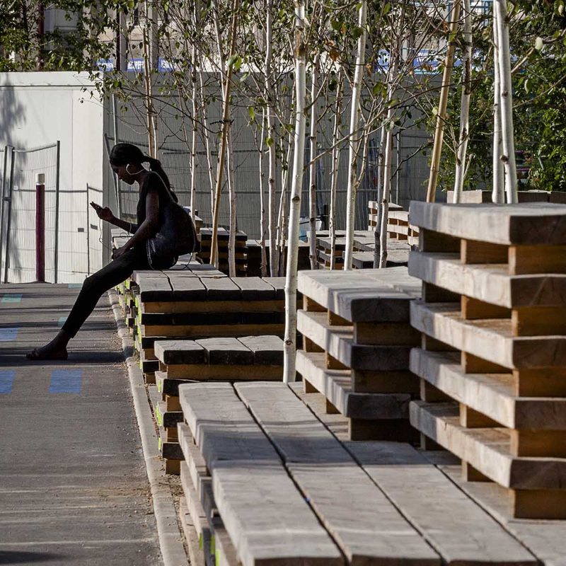 Banc-paysage — Mobilier éphémère de chantier, Bezons
